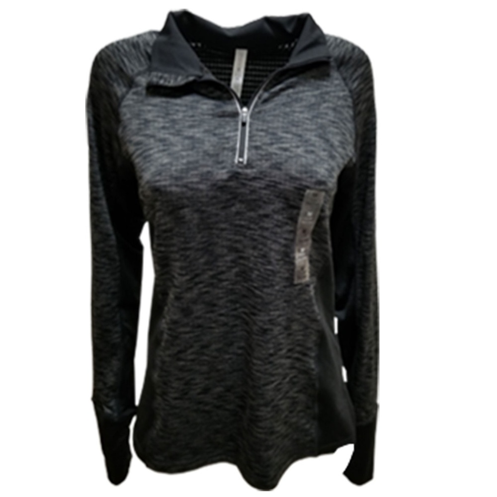 Ideology Space-Dyed Half-Zip Pullover Sweater Black
